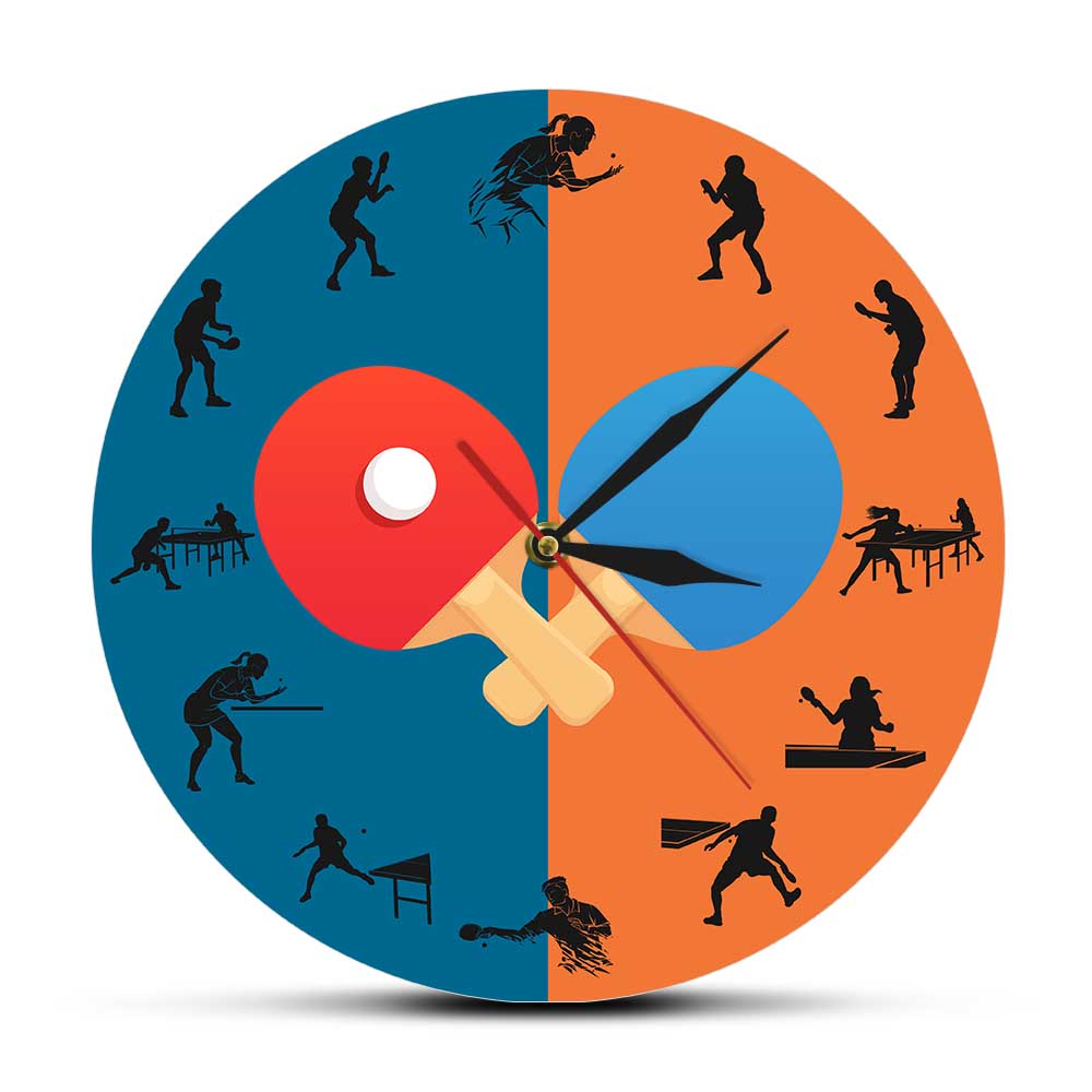 Table Tennis Dimension - Pingpong Game Player Silhouette orologio da